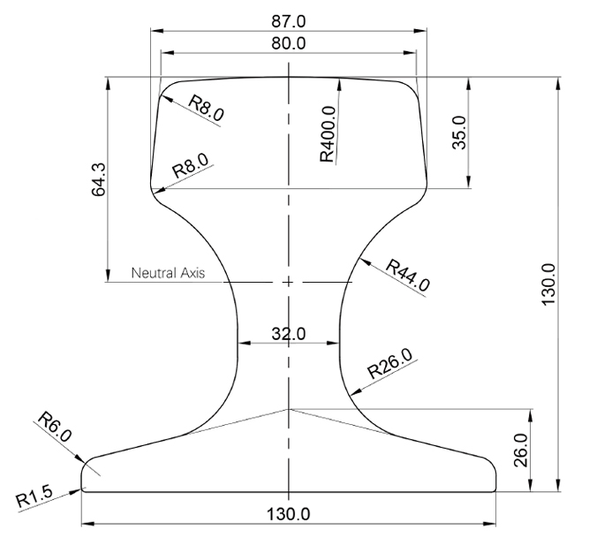 QU80 Crane Rail 50Mn Grade 6m Length QU80 Crane Rail 50Mn Grade 6m Length